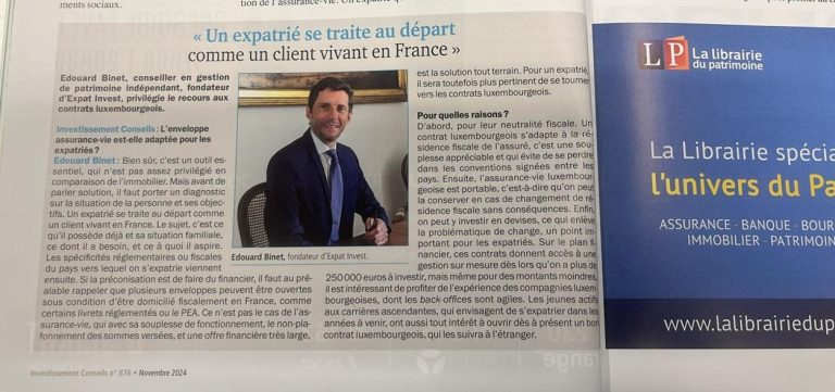 Interview Edouard Binet dans Investissement Conseils n°876 novembre 2024